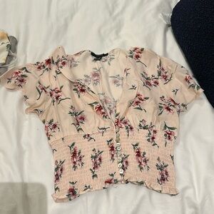 Forever 21 pink floral crop top size medium